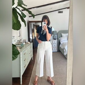 J.Crew Sydney wide-leg pant in bi-stretch cotton blend in ivory